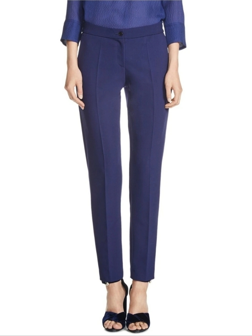 Maje Passe Bleu Trousers Dress Crop Ankle Royal Blue Pants Blue 34 XS